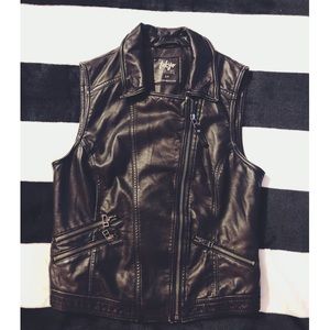 Faux Leather Moto Vest